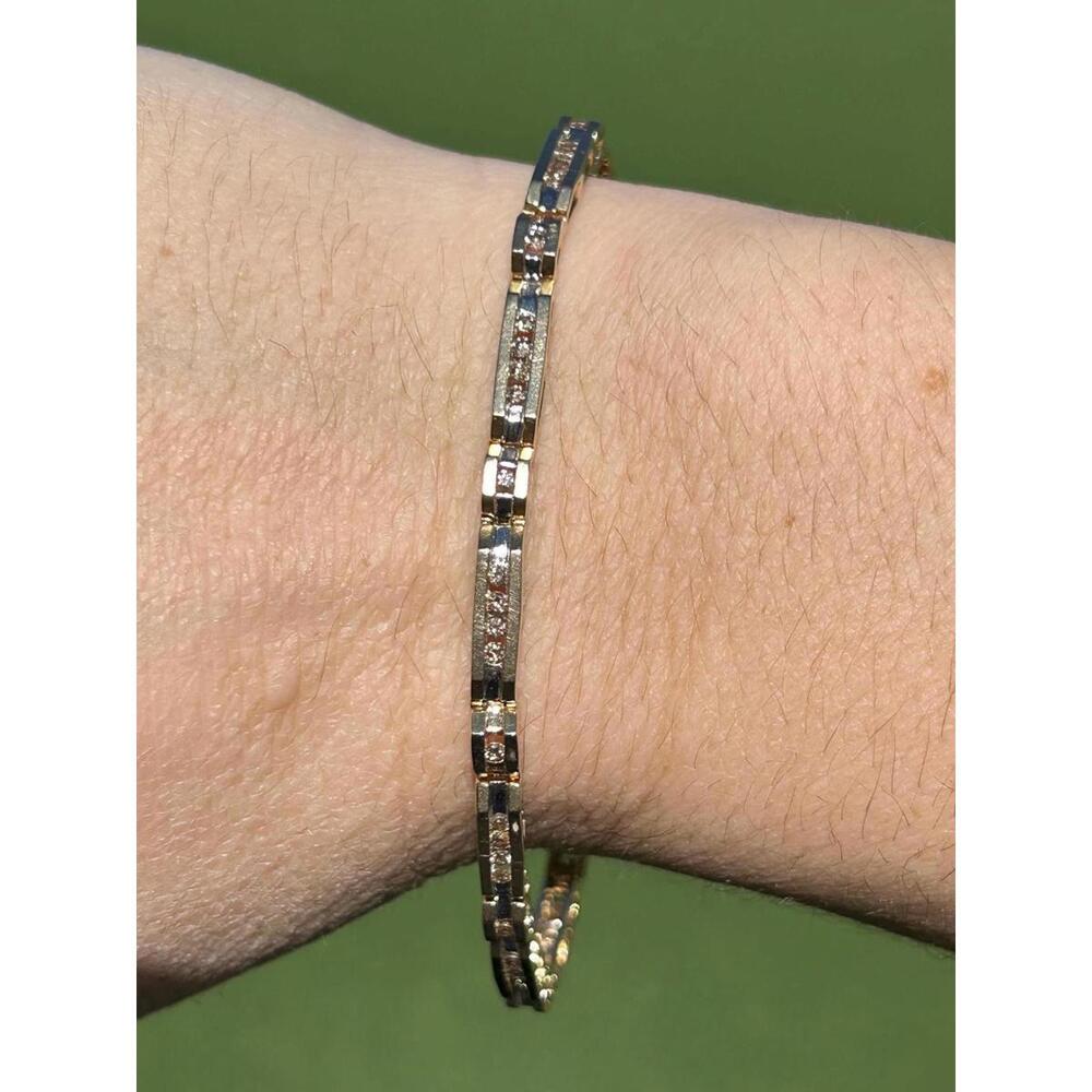 14k 1ct Diamond Channel Set Solid Real Yellow Gold tennis bracelet 7.5” Estate